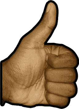 A man's hand giving a big thumbs up.